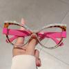 Multi Color Decor Frame Chic Crystal Design Ladies Glasses Non-prescription Striped Po Trends Eyewear for Women's