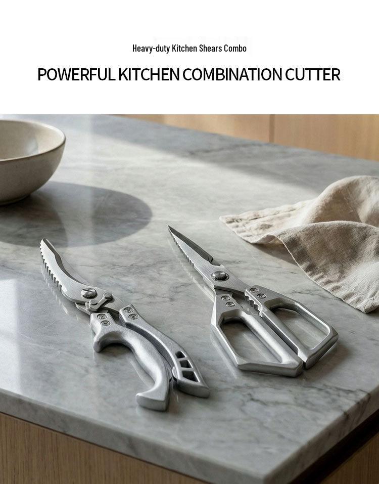 Strong Stainless Steel Kitchen Shears: Durable, Multi-functional, Sharp, for Chicken Bones, Vegetables, and Barbecue.