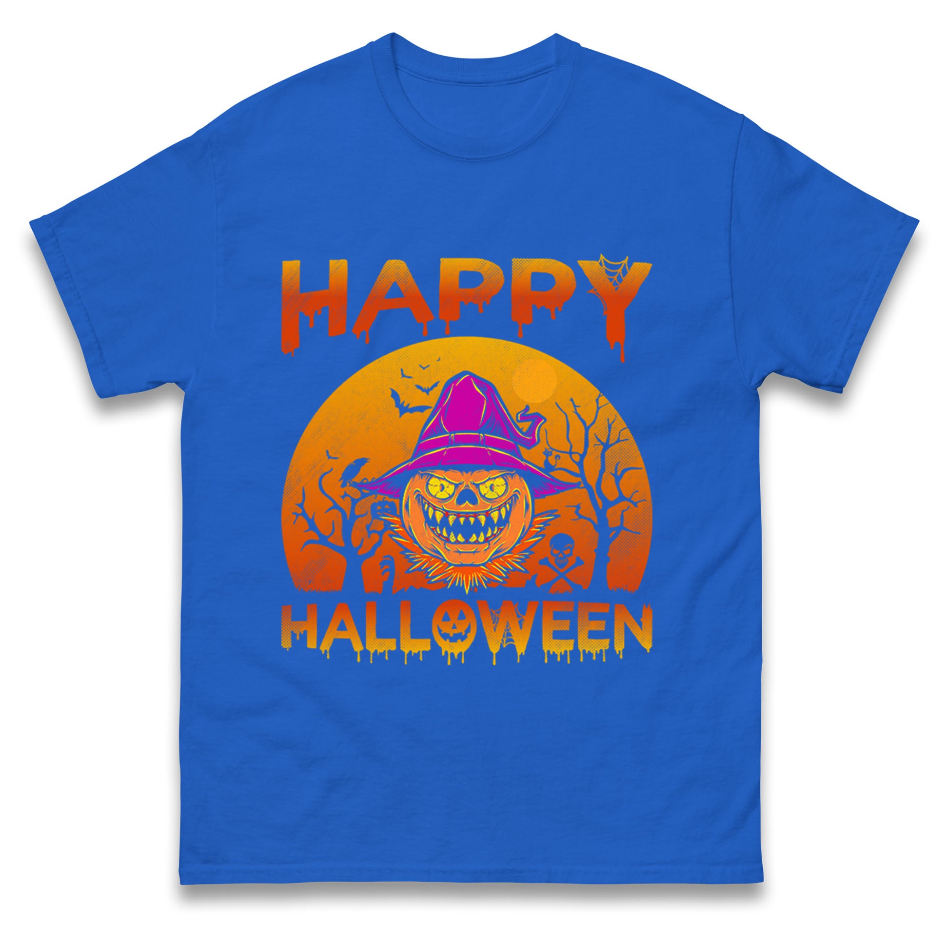 Happy Halloween Pumpkin Witch Mens T Shirt Womens Tops Tees 2XL
