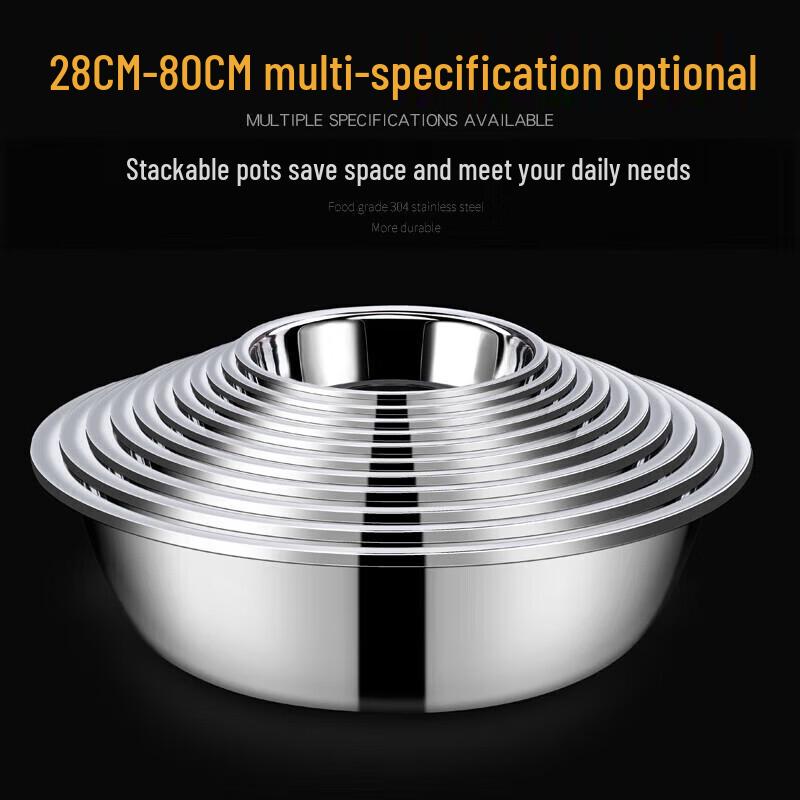 NHZHIW Large Stainless Steel Round Mixing Bowl