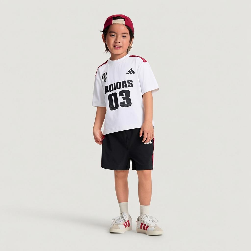 adidas Casual Sports Suit Comfortable Versatile Breathable Skin-Friendly Short Sleeve Kids Suits KH0255