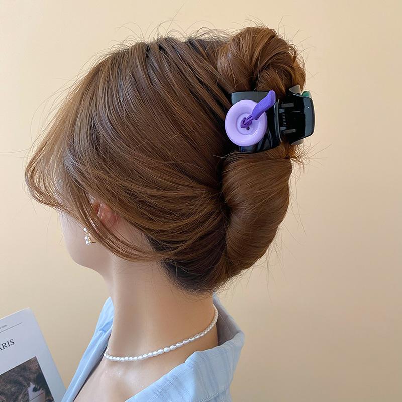 Kreative doppelseitige Knopf-Haarklammern für Frauen Mädchen Süß Niedlich Schwarz Acryl Kleine Hai-Klammer Haarspangen Haaraccessoires