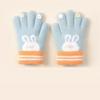 5 Colors Winter Kindergarden Kids Five-Finger Cartoon Knitted Gloves Girls Warm Thickened Plush Gloves Cute Bunny Gloves 3-5Y