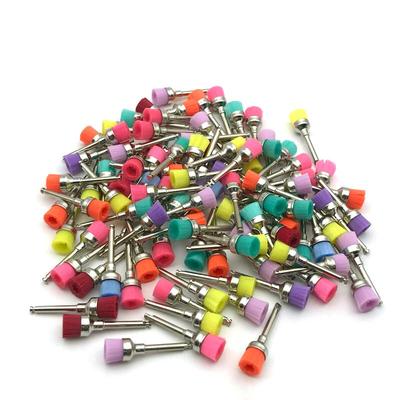 100 ks Colorful Dental Polishing Brush Leštička Prophy Gumová západka Nylon Pro zubní laboratoř Dental Bowl Type Bowl