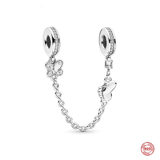 

Новая защитная цепочка из стерлингового серебра 925 пробы, подвески, бусины, подходят для нового браслета, фиксирующий зажим, ювелирные изделия в форме сердца для женщин, подарок