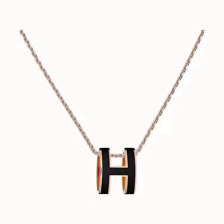 Love Home High-Quality CNC Gold-Plated 'H' Choker Necklace - Available In Rose Gold, White, Milk Tea Colors & Various Sizes