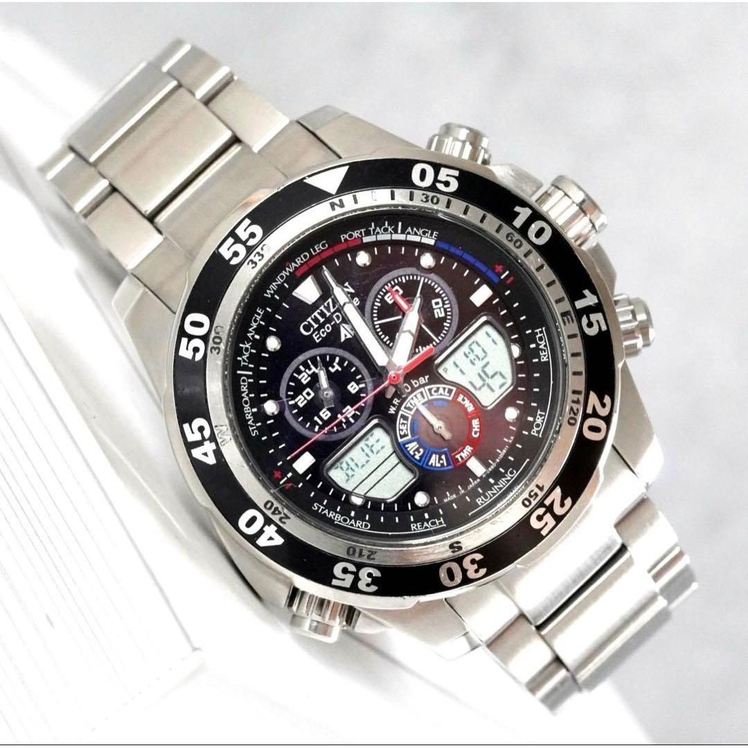CITIZEN Citizen PROMASTER JR4045-57E Yacht Timer Eco Drive Solar Digital Analyzer Chronograph 20 ATM Water Resistant Tool Watch Divers Racing Working
