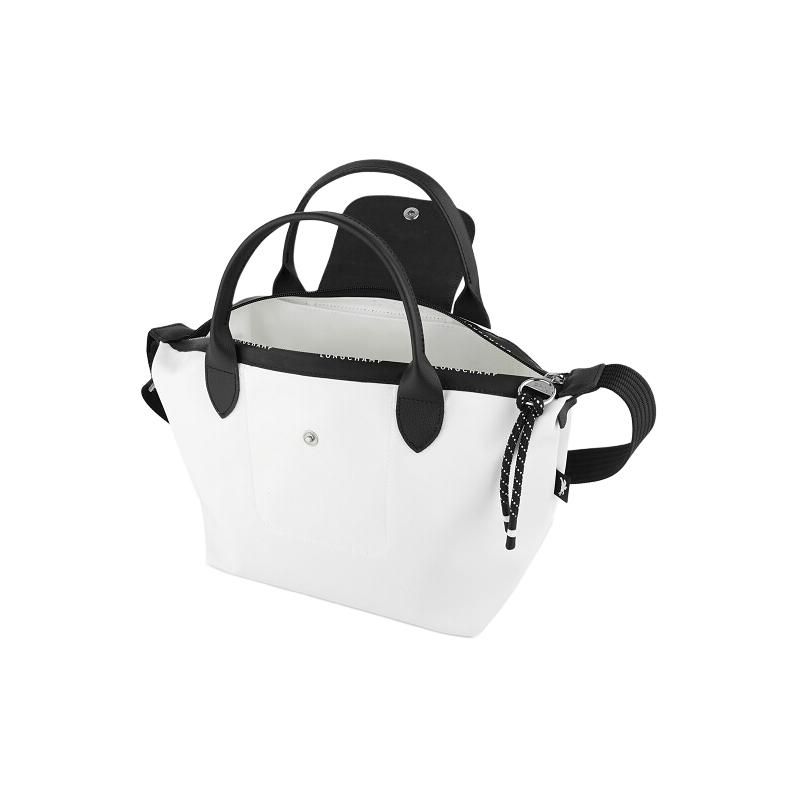 Longchamp Le Pliage Energy 25 Button Zipper Closure Canvas And Leather Dumpling Shoulder Crossbody Tote Bag Small Women Bags Black White 1512HSR007