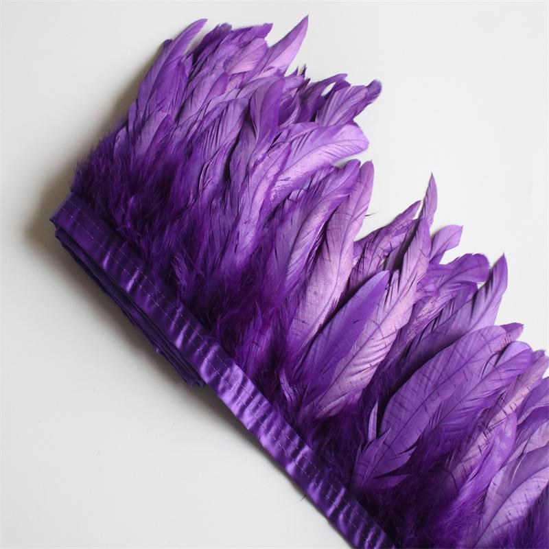

10 Yards Rooster Feathers Trim For Diy Handicrafts, 25-30cm Feather Fringes For Clothes Or Carnival Accessories 10 yards