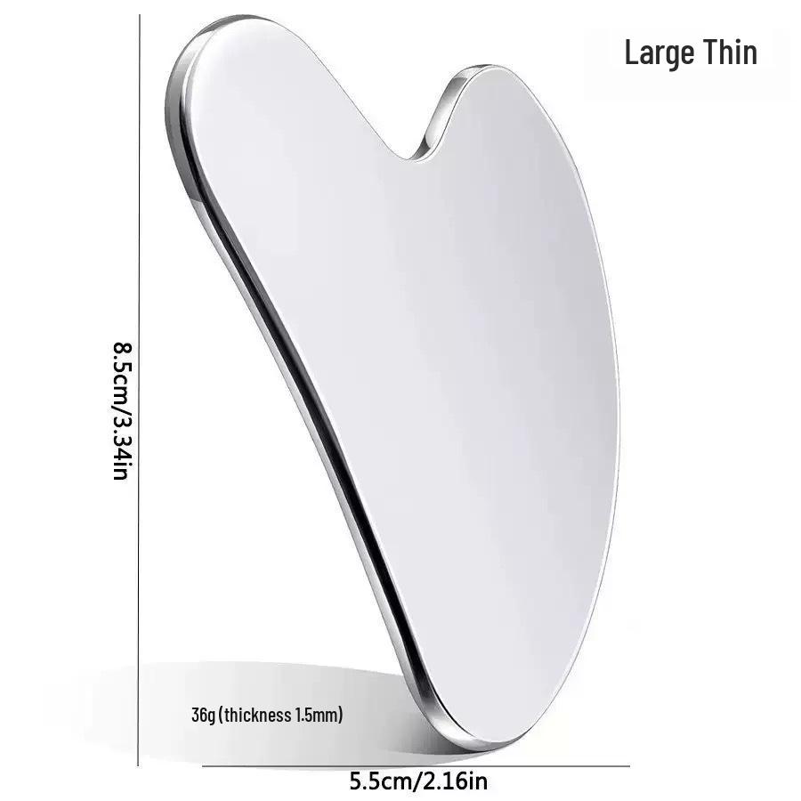 Heart-Shaped Stainless Steel Gua Sha Board for Facial Firming and Lifting Massage – Large Size, Multifunctional Fascia Tool.