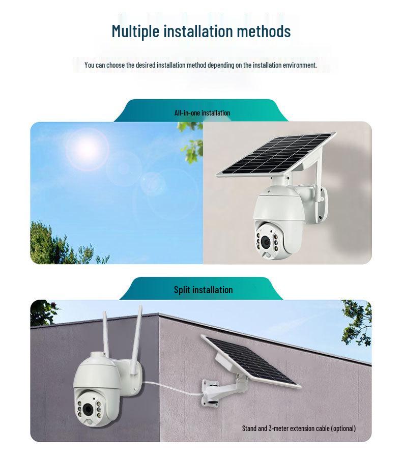 360° PTZ Outdoor Solar Surveillance Camera with Night Vision and Mobile Remote Access