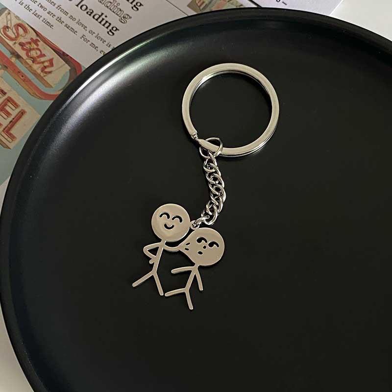 Fun Stickman Couple Keychain Ins Cute Personality Funny Student School Bag Pendant Girlfriend Birthday Gift