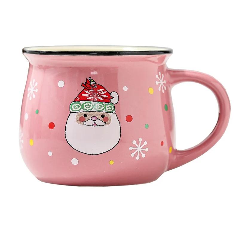 350ML Large Christmas Gift Ceramic Mug Santa Elk Mousse Cup Ceramic Coffee Cup For Office Home Milk Coffee Tea Cups Xmas Gift