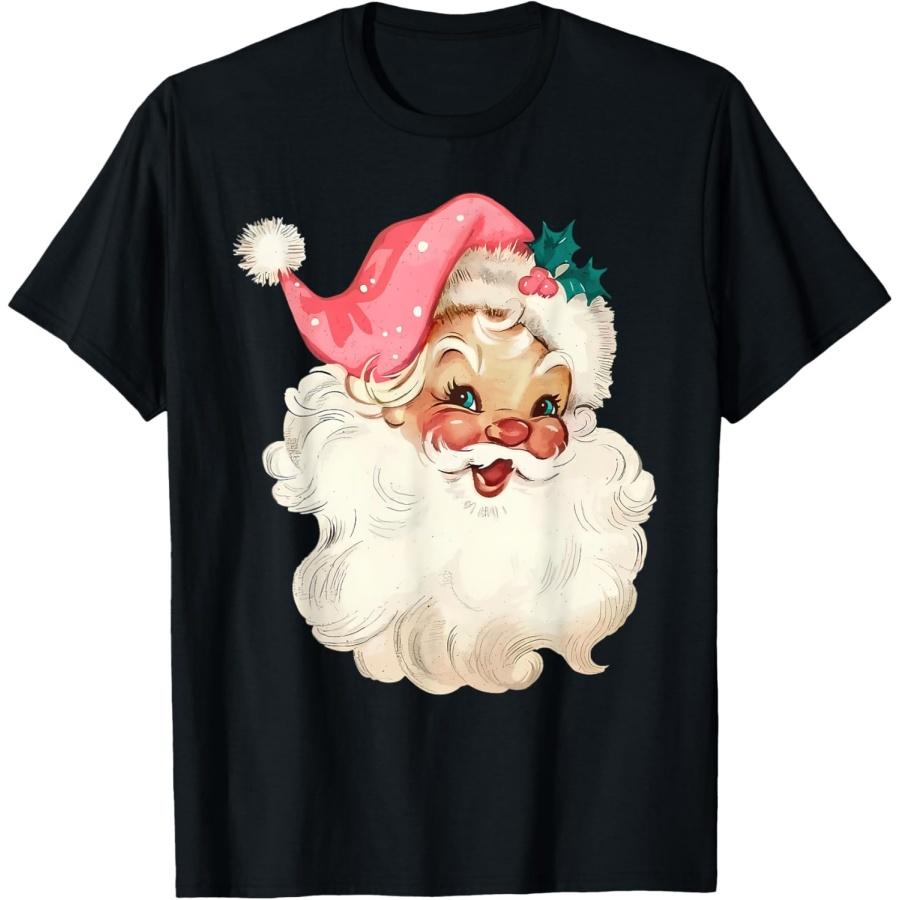 

Santa Claus Pink Christmas Face Old Xmas Vintage Pink Santa T-Shirt XXXXXL чёрный