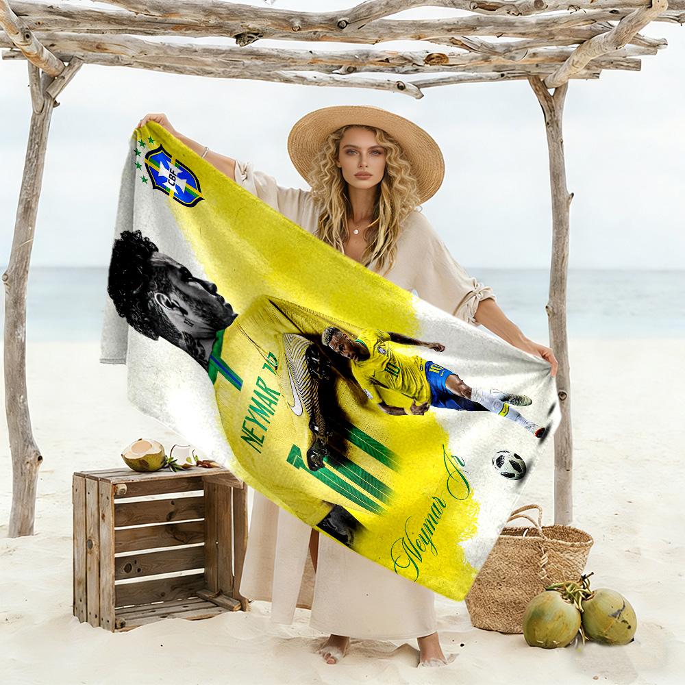 Asciugamano da Spiaggia Giocatore di Calcio Brasiliano Alta Assorbenza & Asciugatura Rapida Confortevole Leggero Perfetto per Viaggiare Yoga Campeggio e Nuoto