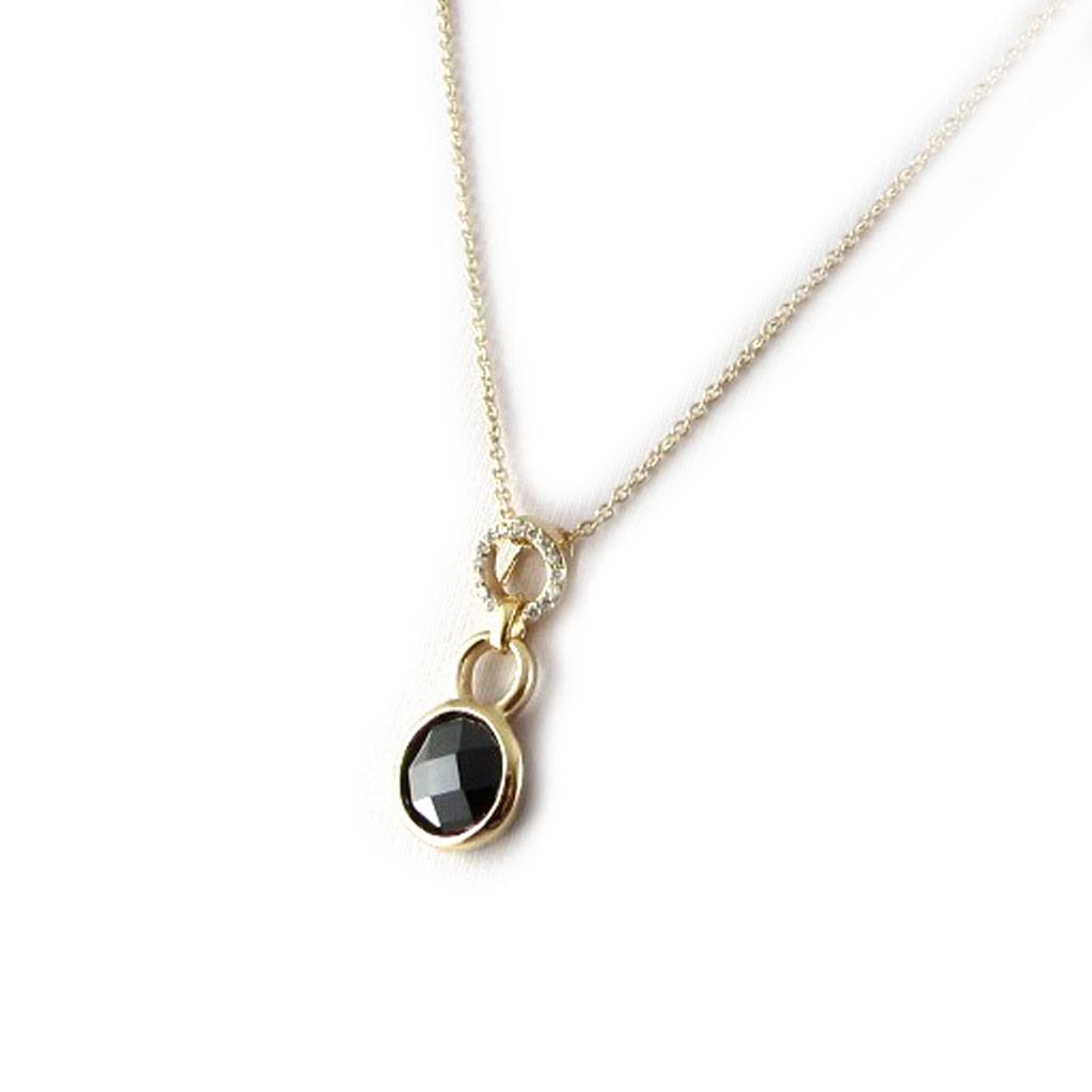 Les Trésors De Lily [L1849] - Black 'Linda' Gold-Plated Necklace