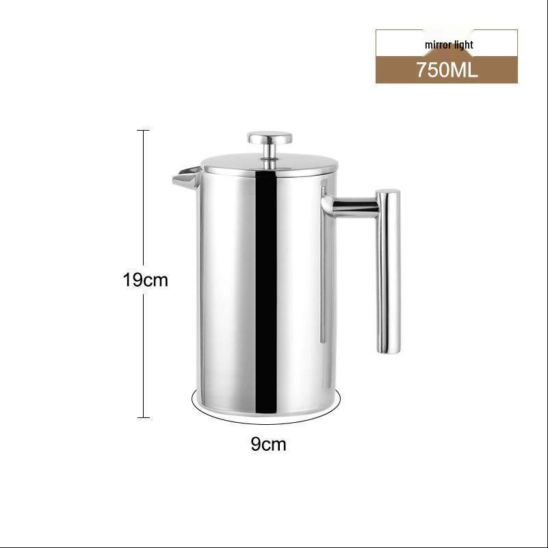 304 Stainless Steel Insulated French Press with Double-Layer Filter, Large Capacity Coffee Pot & Milk Frother