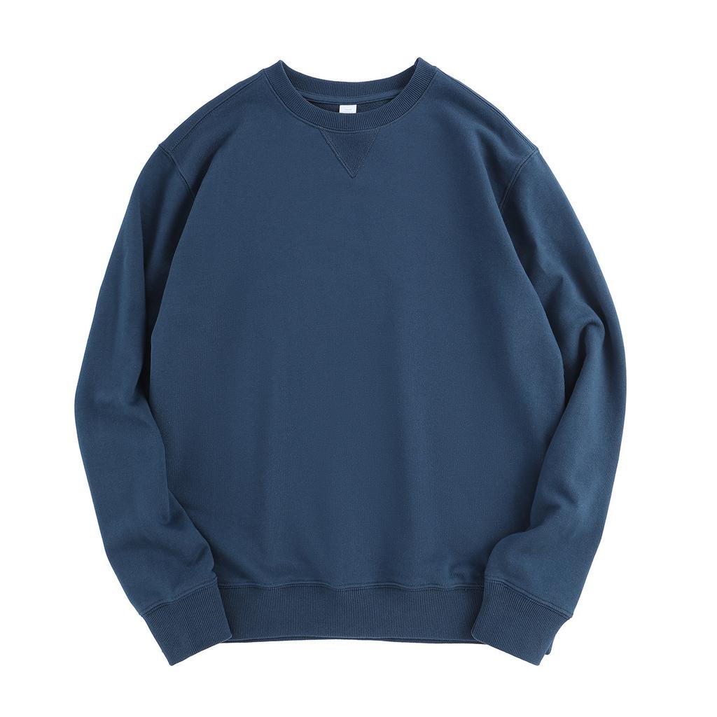 380g Heavyweight Combed Cotton Crewneck Sweatshirt, Fleece Long Sleeve Pullover, Relaxed Fit Triangle Cut, Unisex