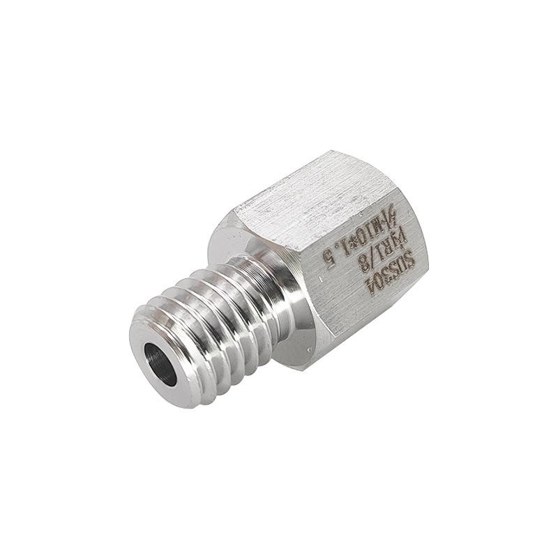 Stainless Steel Reducing Adapter: Female R1/8 BSPT To Male M10x1.5 Threaded Fitting (0976)