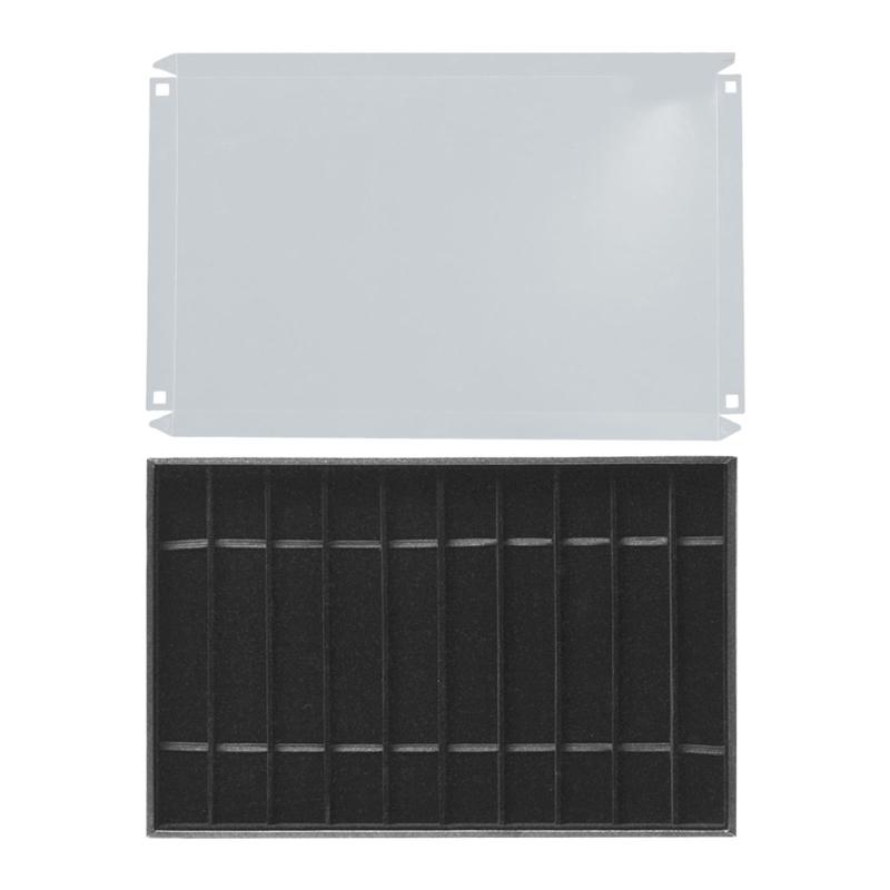 

Watch Strap Holder Organiser Tray 10 Slots PU Leather Jewelry Storage Box Clear Lid For Bracelets Necklaces Display чёрный