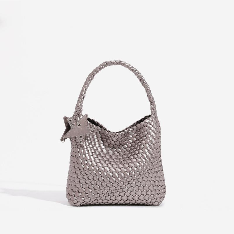 Pure Hand-woven Bucket Bag, Vegetable Basket Bag, Women's High-end Single Shoulder Underarm Bag, Fashion Handbag, Small Tote Bag.