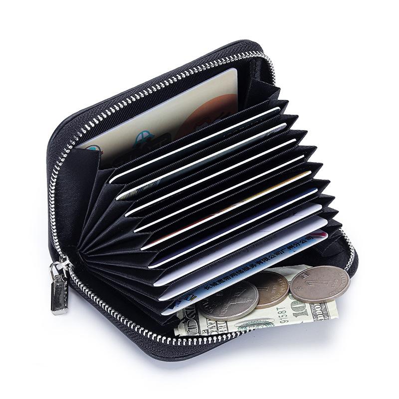 Genuine leather short small card bag 2025 new women's sheepskin hand-woven fashion card cover multi-card change bag women