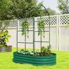 Galvanised Raised Garden Bed with Arched Trellis, 5 x 3 x 6ft Metal Raised Bed for Garden with Open Bottom, Green
