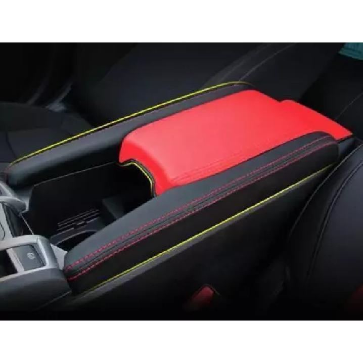 For Honda Civic 2016- Red&Black Leather Cover Armrest Box Central Console