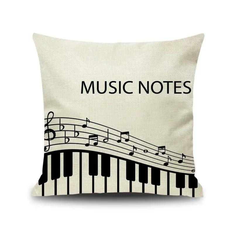 45X45CM Piano Key Wonderful Notes Decorative Pillowcase Car Sofa Art Piece Office Seat Cushion Cover Home Decoration