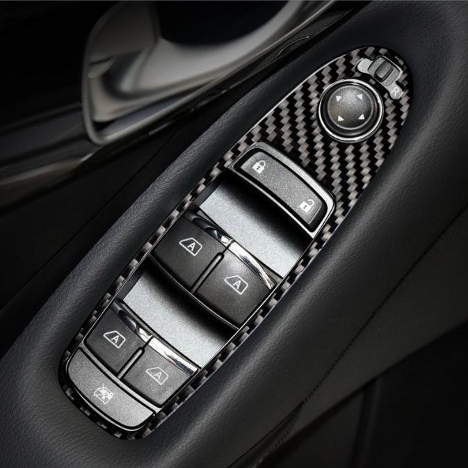 Past op Infiniti Q50/Q60/QX60: Sticker van koolstofvezel voor interieur deurraambedieningsschakelaar