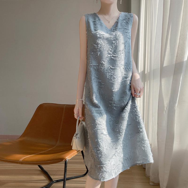 Silk Satin Women's V-neck Sleeveless Cut-out Midi Dress - Summer 2025 Collection