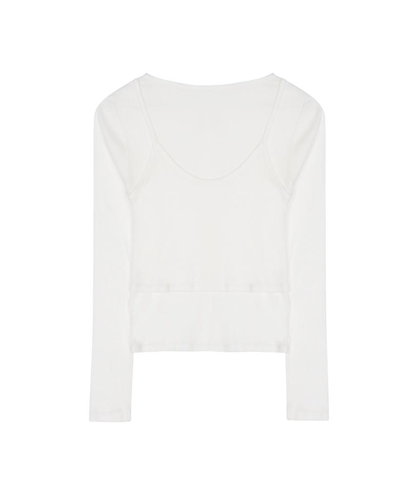 Nigaennikol Henley Neck Layered Sleeve Top_Ivory