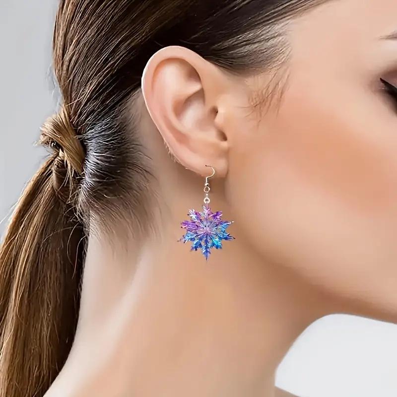 Winter Festival Snowflake Crystal Acrylic Earrings 2026