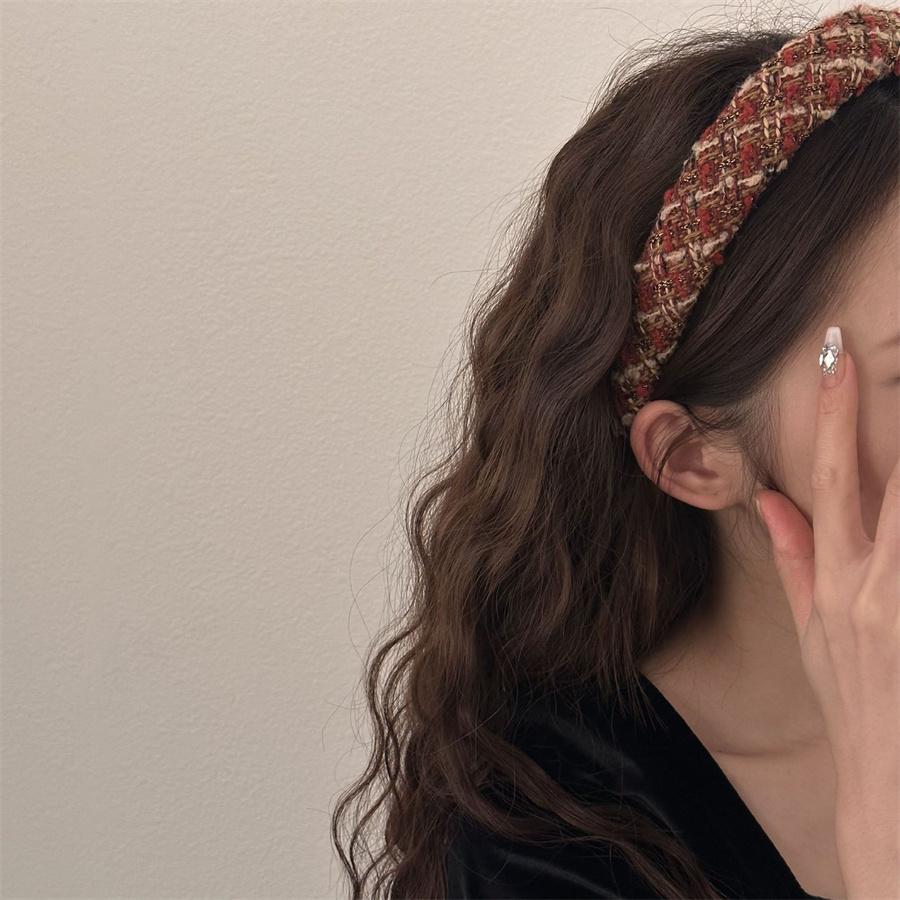 Temperament Rainbow Color Wool Hair Hoop Autumn and Winter Sweet and Cute Girls High Skull Headband Pressed Hair Retro Headwear