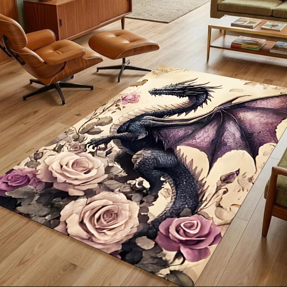 Mystic Dragon In Storm Non-Slip Home Carpet Design for Office Decor Living Room Bedroom Gift