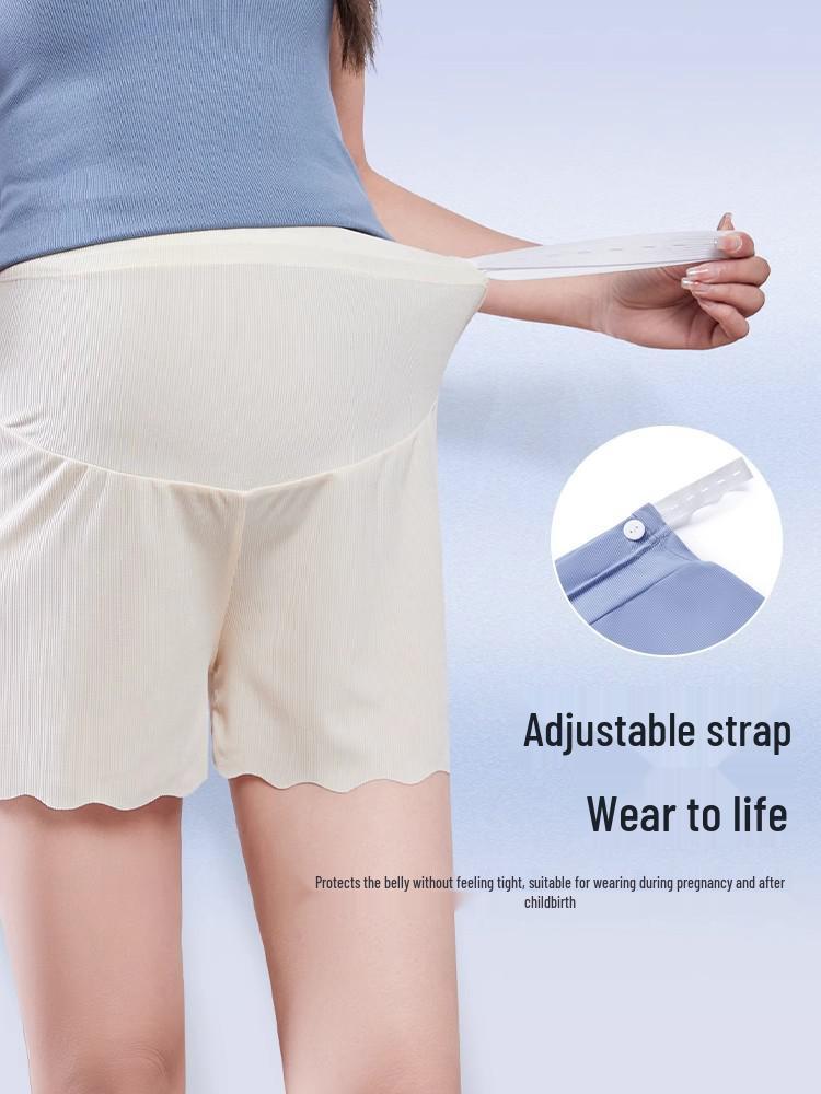 Maternity Ice Silk Safety Pants, Three-Quarter Length, Anti-Exposure, Lightweight for Summer.