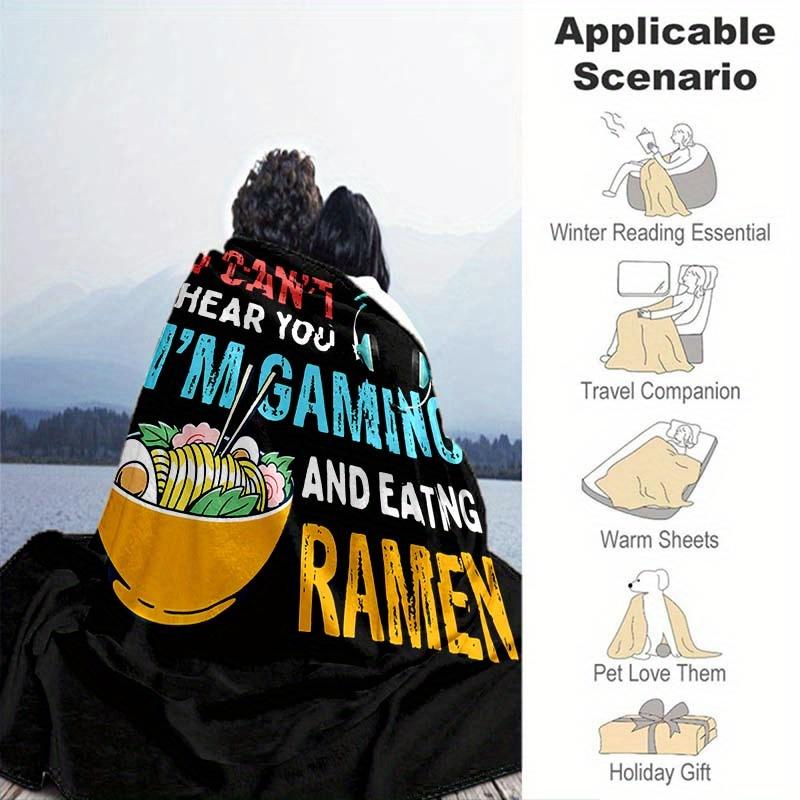 Bequeme Flanelldecke mit Spiel- und Ramen-Muster - Geeignet für Büros, Wohnungen, Schlafzimmer Weiche, warme, schalähnliche Decke