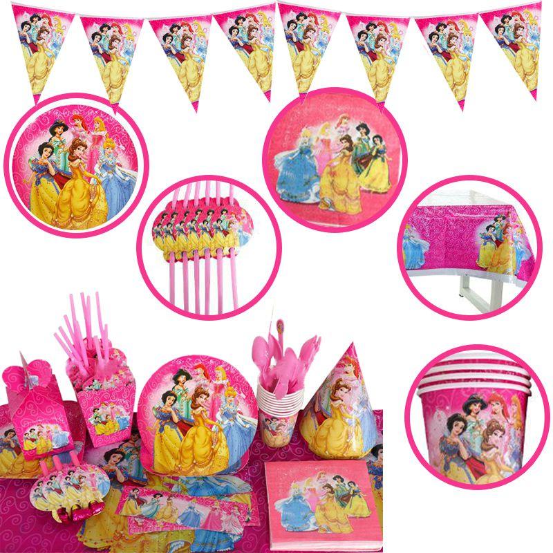 Princess Snow White Bella Jasmine Party Supplies Girl Birthday Banner Tableware