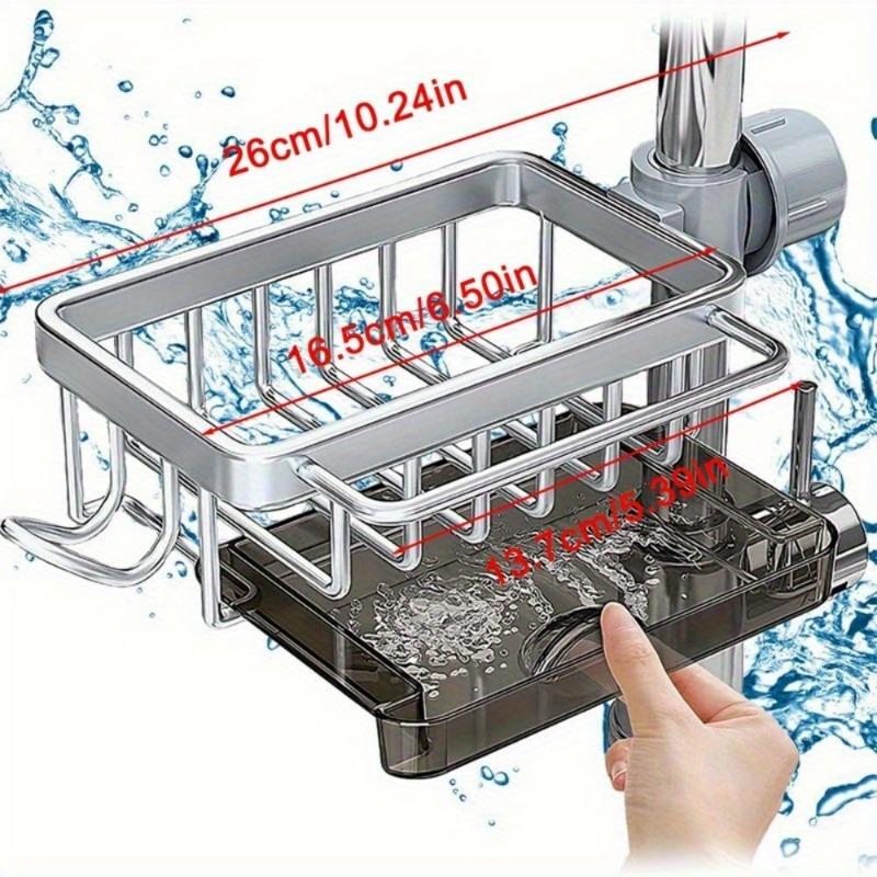 1PC Kitchen Space Aluminum Sink Drain Rack Sponge Storage Faucet Holder Soap Drainer Pan Basket Organizer Bathroom Accessories