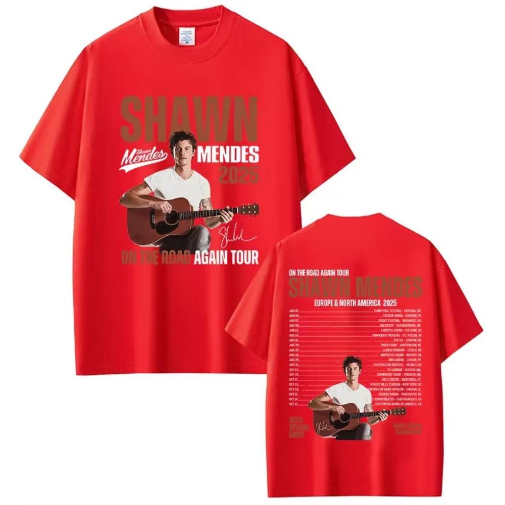 Rapper Zpěvák Shawn Mendes na turné The Road Again Tour 2025 Album Merch Tričko Pánská Móda Nadměrné Tričko s Krátkým Rukávem Streetwear