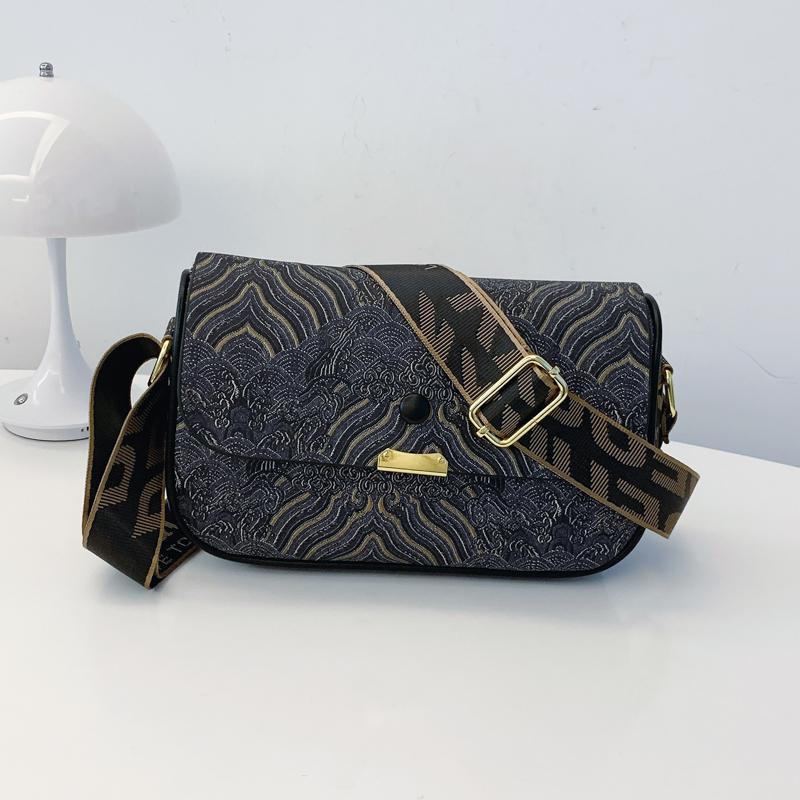 Bags for Women Vintage Fashion Floral Print Wide Shoulder Strap Crossbody Bag Temperament Versatile Large Capacity Handbags