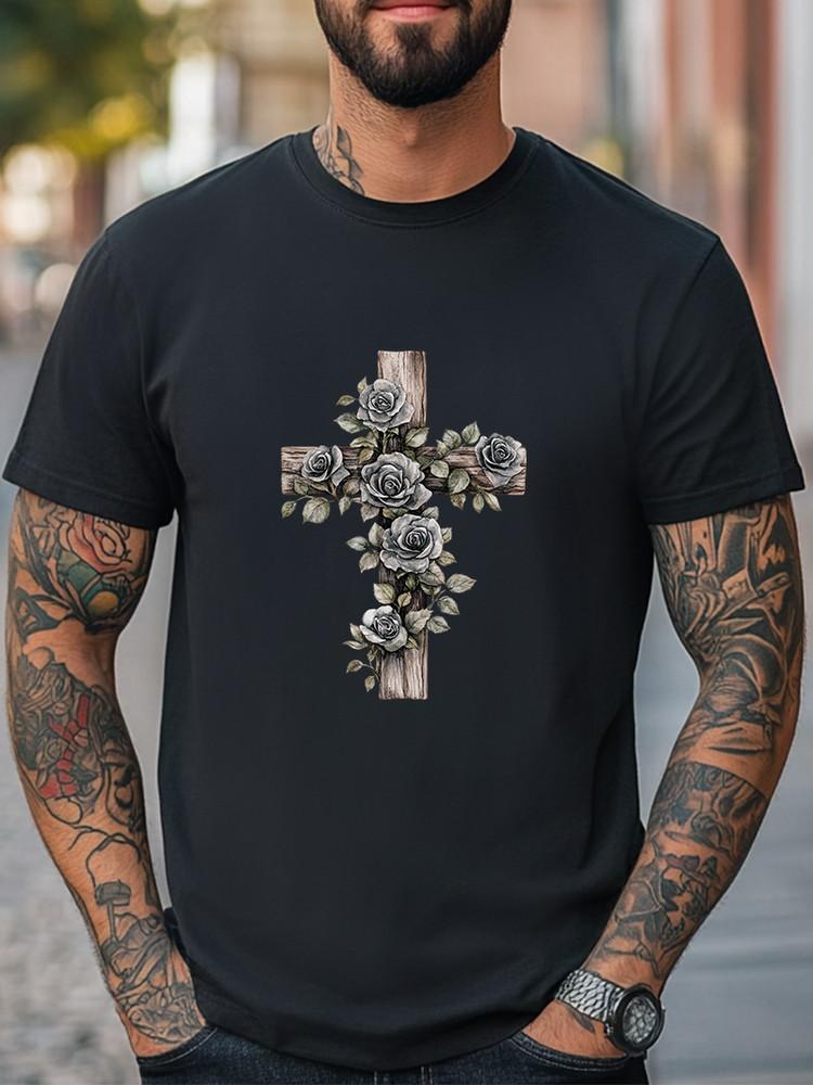 Rustic Cross amp; Roses Christian T-Shirt Men Women Unisex T-Shirt Church Tee Unisex T-Shirt M