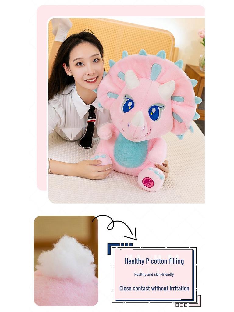 Pink Triceratops Dinosaur Plush Toy - Cartoon Jurassic Series Stuffed Animal Doll