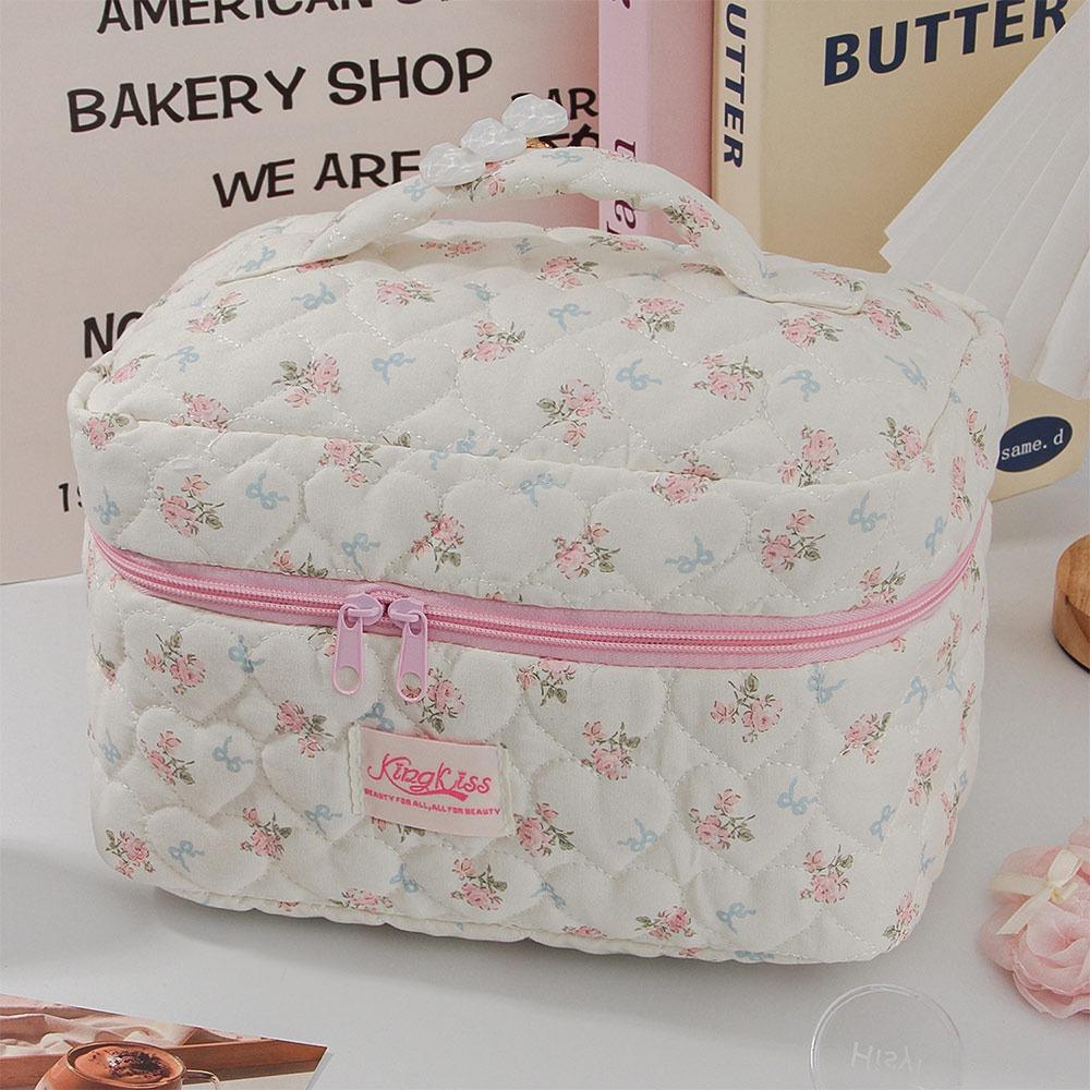 High Quality Bow-knot Floral Patterns Makeup Bag Large Capacity Storage Bag Toiletry Bag Women Girls