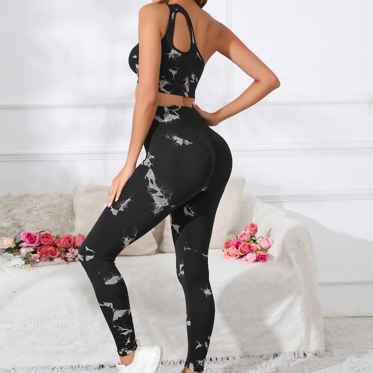 Tie-Dye Seamless Yoga Suit: Quick-Dry Sports Bra & Long Pants for Women