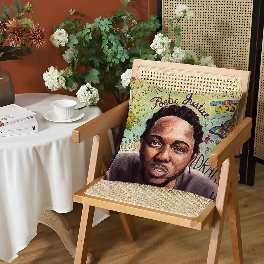 Rapper KKendrick LLamar Cushion Cover Silky Short Plush Invisible Zipper Dustproof Sofa Pillow Case for Home Decor