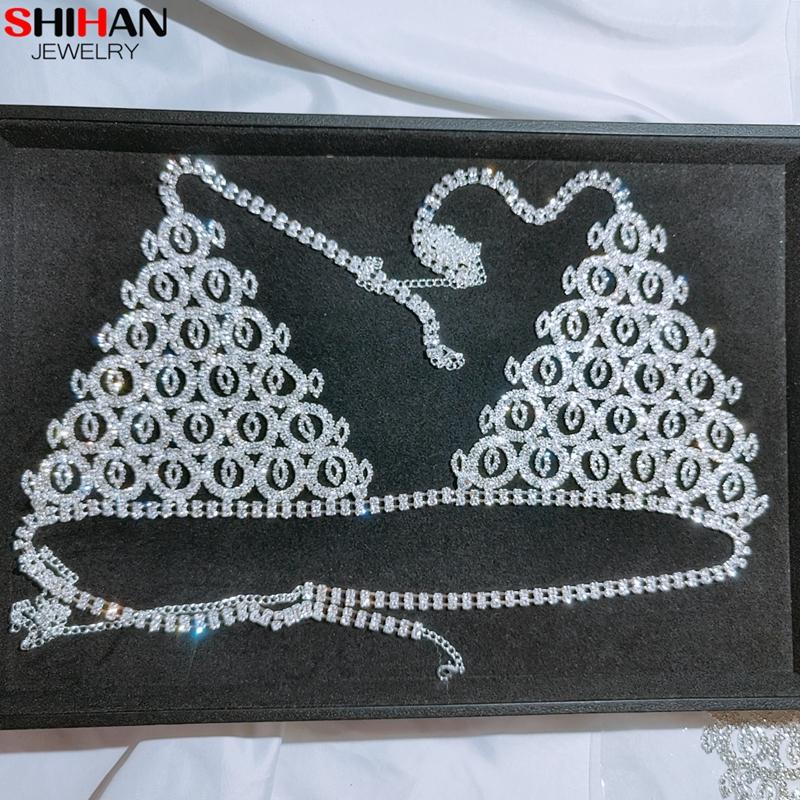 Rhinestone Bra Body Chain Jewelry Set Crystal Body Bra and Thong Waist Chain Set