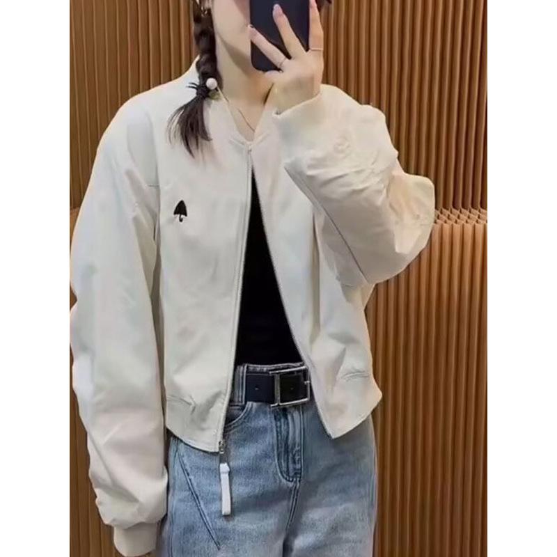 Women's 2025 Korean Style Red Baseball Jacket Coat - Fashionable, Casual, Age-Reducing, Loose Fit for Spring and Autumn.
