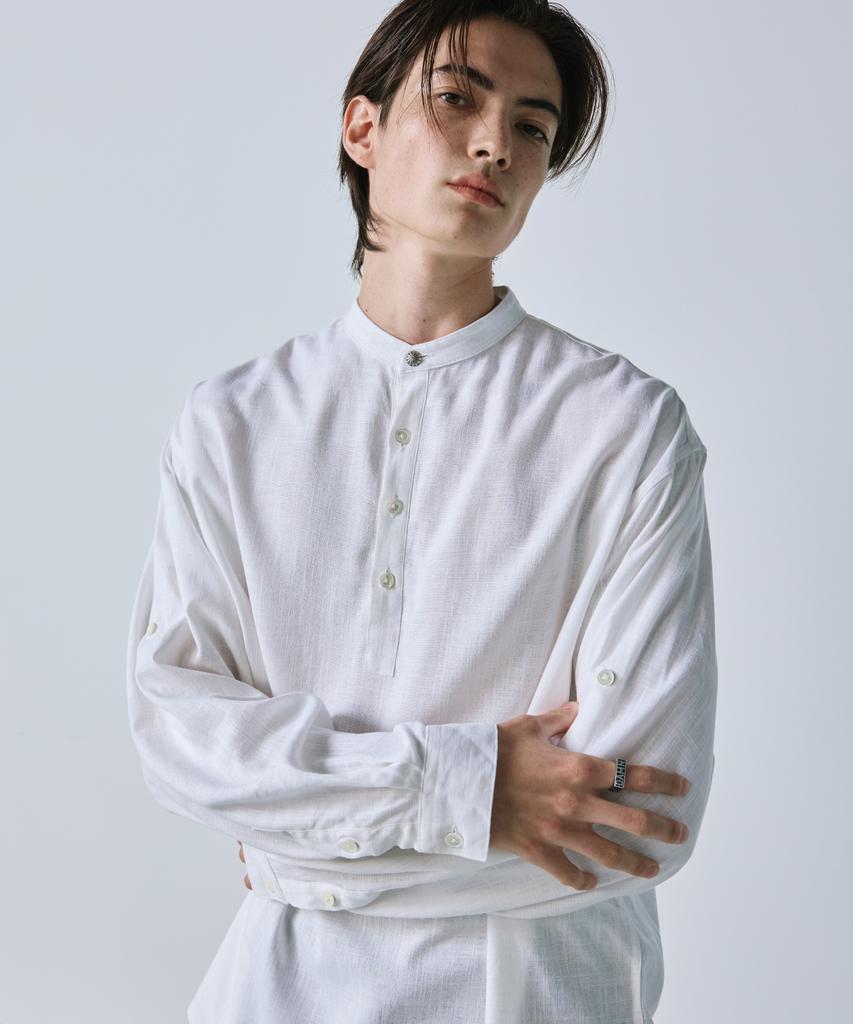 SSY Linen Concho Roll-Up Shirt White