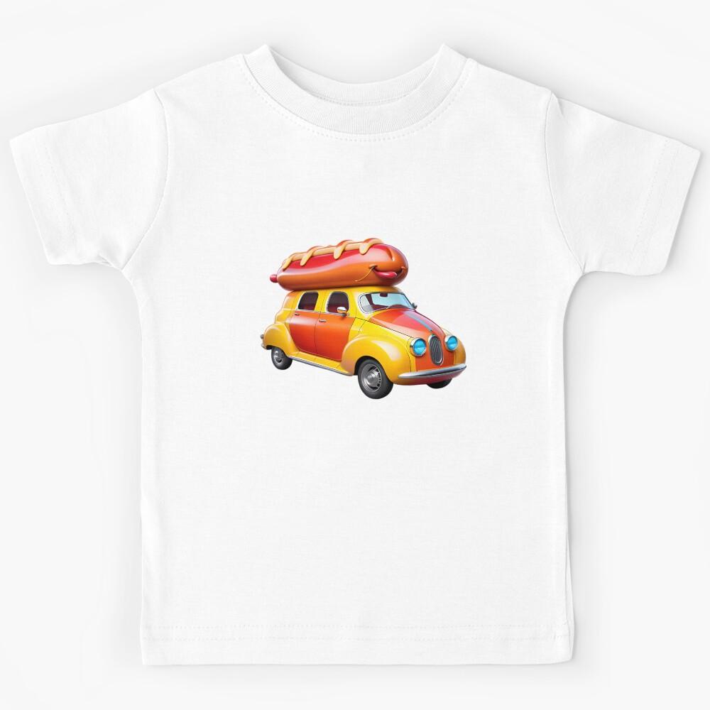 Funny Concept Cartoon Hotdog Car Kids T-Shirt 140